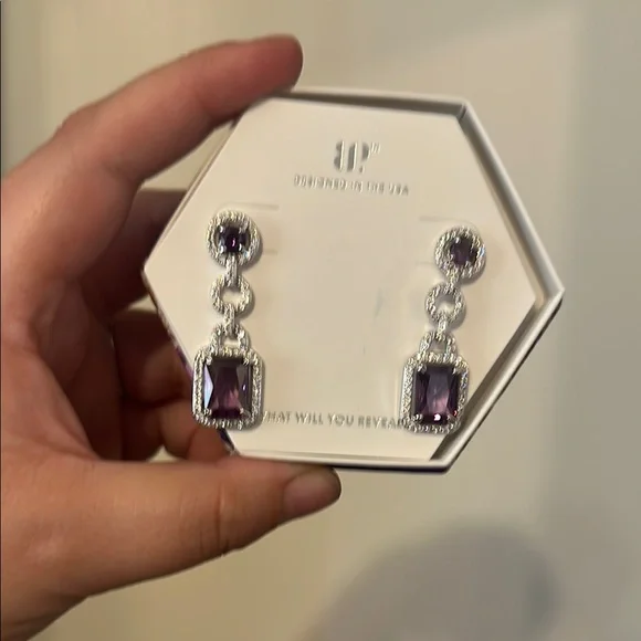 Elegant Purple Drop Earrings - Picture 1 of 2